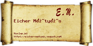 Eicher Mátyás névjegykártya